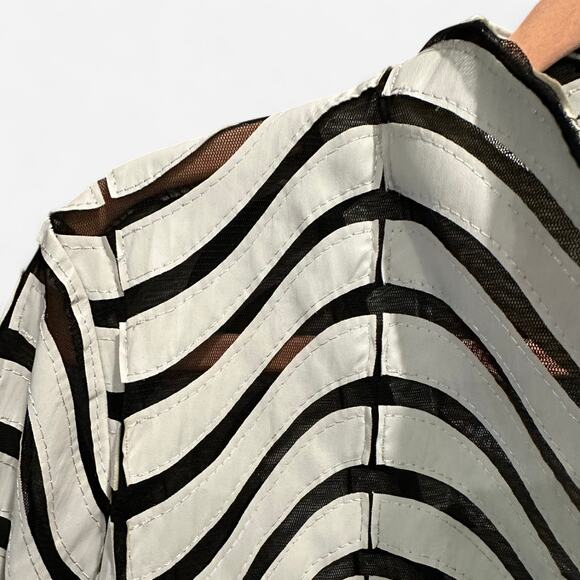 Yushi Art To Wear Lagenlook Boho Faux Leather And Mesh Oversized Blazer Large - Picture 5 of 11